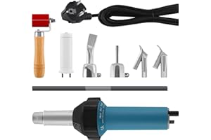KayEsampra 1500 W 220 V Hot Air Gun Plastic Welding Machine Heat Gun, 30°C - 680°C Adjustable Hot Air Gun, Hot Air Blower for Vinyl PE PVC Welding Machine with Plastic Rod, Roller, Nozzle
