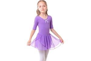 Bezioner Body Danza Classica Ragazze Leotard per Balletto Bambina Vestito Ginnastica con Chiffon Gonna