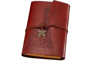 MaleDen Notizbuch Tagebuch aus Leder, Vintage-Spiralbindung, Skizzenbuch, nachfüllbar, Reisetagebuch mit blanko Seiten, Geschenke für Damen und Mädchen A6 rotbraun