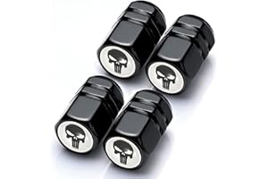 Misuyue Bouchon Valve Pneu Voiture, 4 Pieces Bouchon de Valve Voiture en Aluminium, Bouchon Valve Velo avec Joint D'étanchéité pour Voitures, Camions, Motos, SUV (Noir)