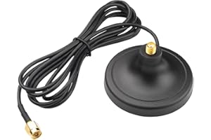 BOOBRIE DC-3000MHz SMA Female Magnetic Antenna Base with 1.6M RG174 SMA Male Connector WiFi Antenna Extension Coaxial Cable for WiFi VHF LoRa IoT 4G GSM Suction Cup Mount