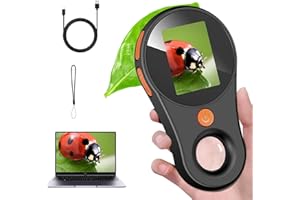 QUEVATI Microscopio portatile 500X, mini microscopio tascabile, schermo IPS da 2,0 pollici con 8 LED regolabili, microscopio digitale ricaricabile, vista PC compatibile con Windows - Nero