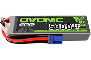 OVONIC Batteria Lipo 3s 11.1V 5000mAh 50C con connettore EC5 per RC Car Buggy Truck RC Truggy Team Associated RC Hobby
