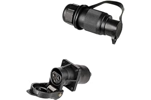 XUEYI 3-pin plug and socket, 4-hole mounting point, according to DIN 9680, for 12 V systems, with flat plug, waterproof 3-pin plug socket for trailer, tractor, agricultural machinery, construction