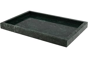 DAKFOOK Grön naturlig marmor stenbricka, 30 x 20 cm rektangel badrumsbricka, dekorativ sminkbord organiseringsfat för soffbor