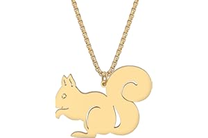 RAIDIN Stainless Steel 18K Gold Silver Plated Cute Christmas Squirrel Necklace Pendant for Women Girls Kids Animal Jewelry Gifts for Holiday Party Decorations