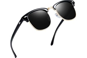 Joopin Polarizadas Gafas de Sol Hombre y Mujer Medio Marco Cuadradas Clásicas Retro Vintage Protección UV400 para Conducción Playa Pesca Golf