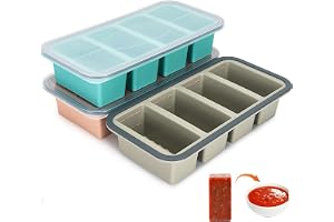 Silikonform för frysning med lock, 3-pack med 4 fack – frysbehållare för soppa, buljong, såser och meal prep, med 125/250 ml skala, förstärkt kant, BPA-fri, stapelbar
