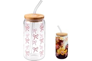 AETHERAURORA 500ml Bicchiere In Vetro Con Coperchio E Cannuccia, Bicchieri Da Acqua Con Coperchio E Cannuccia, Riutilizzabile, Per Acqua, Cocktail, Milkshake, Succhi, Smoothies, Birra, Caffè Ghiaccio,Tè Con Limone