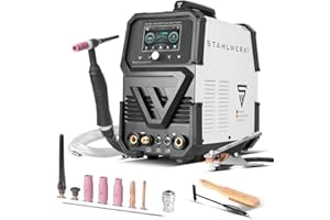 STAHLWERK Schutzgas-Schweißgerät AC/DC WIG 200 Puls Pro Touch IGBT Inverter mit 200 Ampere, ARC/MMA Funktion, Job-Speicher und Puls-und Spot-Funktion, geeignet für Alu und Dünnblech