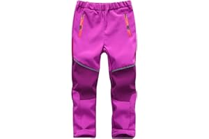 Echinodon Kinder Softshellhose mit Reflektor Gefüttert Hose Wasserabweisend Winddicht Atmungsaktiv Jungen Mädchen Outdoor Wandern Freizeit Hose Herbst Winter