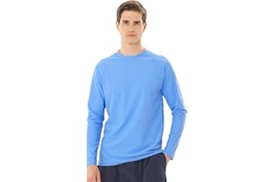 TIZAX Tee Shirt Anti-UV Homme à Manche Longue Rashguard UPF 50+ Maillot de Bain Hauts T-Shirt de Sport Séchage Rapide