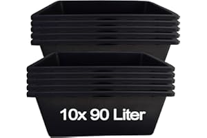 ‎HOSSI'S WHOLESALE Hossi's Wholesale – 10 Stück Mörtelwanne 90 Liter für Baustelle, Haushalt, Garten, Industrie UVM. – Mörtelkübel für Mörtel, Beton, Schutt & Baustoffe – extrem Stabiler Baueimer mit verstärktem Boden