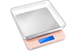 CHWARES Bilancia da cucina digitale, ricarica USB, 3 kg/0,1 g, mini bilancia alimentare elettrica, impermeabile, digitale, ricaricabile, display LCD, per ingredienti gioielli e caffè, Rosa