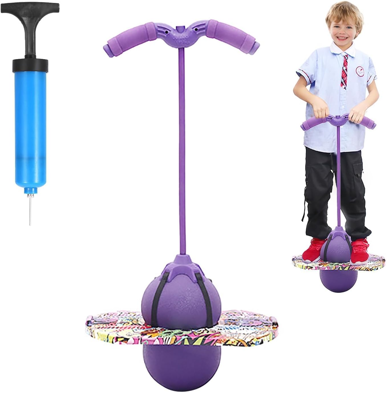 MeYuxg Saltador Niños, Pelota Saltarina Niños, 100 kg de Capacidad de Carga, Pogo Stick Adulto Niños, Skip Ball con Asa, Pogo Saltarin para Entrenamiento del Equilibrio y Deportes (Morado)