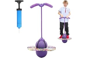 MeYuxg Saltador Niños, Pelota Saltarina Niños, 100 kg de Capacidad de Carga, Pogo Stick Adulto Niños, Skip Ball con Asa, Pogo Saltarin para Entrenamiento del Equilibrio y Deportes (Morado)
