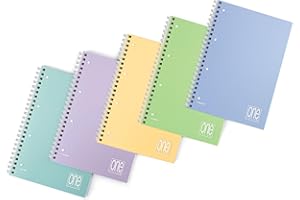 Blasetti One Color - Quaderno PASTELLO con spirale laterale con fori archiviazione, Confezione 6 pezzi, Carta 80gr, Copertina lavabile monocromatica in plastica - Rigatura 5M (Quadretti 5mm)
