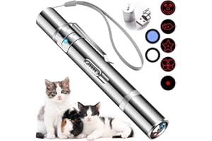 HOHUIGO Cat Toys for Indoor Cats Adult Kittens, Interactive Dog LED Pointer, USB Rechargeable Pen Light Red Dot Kitten Chaser Toys, Teaser Wand Mouse Pet Scratch Exercise Tools, Silver