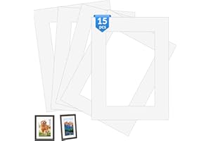 BOSCOW 15 Pezzi Passepartout Bianchi per Cornici Frame, Bianco Passepartout Cartoncino Passe Partout Bianca per Cornici Poster Bianco Passepartout per Foto Dipinti Stampe Artistiche (15x20 cm)