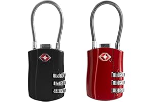 UP Security TSA Cadenas pour bagages, petit cadenas à combinaison avec câble, cadenas à combinaison approuvé par la TSA, cadenas combiné avec code, pour valise de voyage, casier de gym, étui à