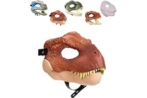 GIURUI Dog Dinosaur Mask Headgear, Dog Mask Dinosaur, Dino Mask Moving Jaw, Dog Dinosaur Mask Headgear-Open Mouth Feeding-T-Rex Pet Mask, Dinosaur Face Mask Moving Jaw for Large and Medium Dogs (Brown A)