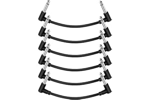 Sovvid 6 Pack 3 Inch Guitar Patch Cables, Black Guitar Pedal Cable Effect Cable Cord, 1/4" inch TS Right Angle Guitar Patch Cable