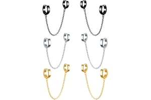 feilok Doppio anello Orecchini Studs In Acciaio Inox Punk Orecchini Set per Uomini Donne