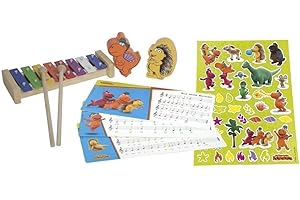 CAMPANILLA Der kleine Drache Kokosnuss Glockenspiel mit 2 Schlägeln, farbige Notenkarten, Sticker zum Gestalten und Rasseltiere
