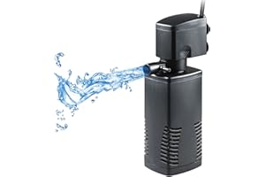 Tararium Internal Fish Tank Filter for 55-150 Litre Tank Bio Sponge Aquarium Filter Powerful Submersible Water Pump Air Supply for Cold Water Tropical Fish Turtle Tank Filter Garden Pond Wave Maker