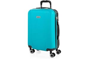ITACA - Maleta de cabina 55x40x20 - Maletas De Viaje Cabina Rígidas Trolley Con 4 Ruedas Dobles Maleta De Mano Para Avion Ligera Equipaje De Mano Candado de Combinación. Compatible, Turquesa-Antracita
