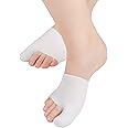 Gel Big Top Cap and Metatarsal Sleeves 2 Pack Big Toe Protector Bunion Cushions Metararsal Pads for Women and Men to Help With Bunion Pain Prenvent Corn,Callus,Blisters,Ingrown Toenails (White Large)