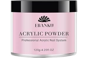 EBANKU Różowy proszek akrylowy, 120 g, do przedłużania paznokci, do przedłużania paznokci, trwały
