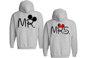 TABIEKACL Pareja Sudadera Mr and Mrs para Hombre y Mujer con Capucha Manga Larga Encapuchado Jersey Pullover Impresión Sudaderas Amante Hoodies Pareja Suéter Otoño Invierno Negro Blanco Gris 1 Pieza