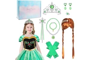 COYBTO Principessa Dress Up Accessori,Accessori Principessa Elsa con Parrucca Corona Bacchetta,Elsa Regali per Ragazze Bambina per Carnevale Halloween Cosplay Festa Compleanno