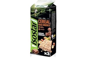 ISOSTAD Isostar Barres Céréal Max Barres Énergétiques Source de Glucides et de Vitamines Apport en Energie, Chocolat Noisettes, 3 x 55 g