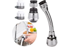 SHAO HUA 2 Pièces Robinet d'eau pivotante,Tête De Robinet De Cuisine Mobile 360 Degrés,2 Modes Réglable Douche Tête Filtre Pulvérisateur,Aérateur de cuisine,Robinet de Cuisine,Rallonge de robinet de Cuisine