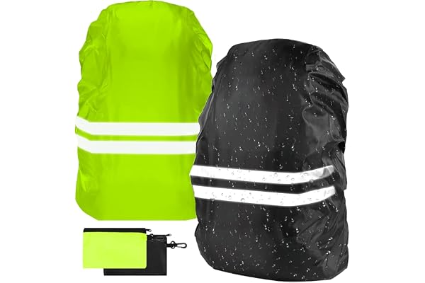 flintronic Housse de Sac à Dos, 2 Packs Couverture Anti-Pluie Impérmeabile, Housse de Protection Réfléchissante Étanche Anti-Poussière Résistant à l'abrasion pour Camping Randonnée Voyage Cyclisme