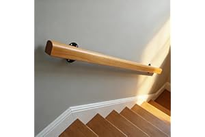 DAWSELOD Pasamanos De Escalera De Madera, Blancos, Pasamanos Antideslizantes Para Interiores, Decoración De Escaleras De ático, Varillas De Soporte Para Pasillos (Madera, 180cm)