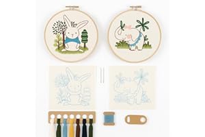 DaLareira Kit de Bordado Infantil para Adultos – DIY Relajación con Motivos de Animales – Bastidor, Hilos colores DMC, Agujas y Guía Paso a Paso