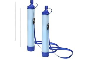 GEMMAHW 2 Pack Portable Water Filter Camping, 0.01 Micron Water Filtration System, Personal Water Filter Straw Portable, Emergency Survival Equipment Water Purification for Hiking