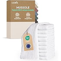 Asciugamani Di Mussola Per Neonato - Set 8 Pezzi 6 Strati Cotone Morbido 25x25 Cm Per Bagno E Pulizia - Foto 11