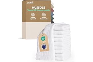 Laleni Mussole Neonato 70x70cm Set da 10 - Asciugamani in Cotone Morbido per Pelli Sensibili - Lavette Extra Assorbenti, Quadrati Bianco
