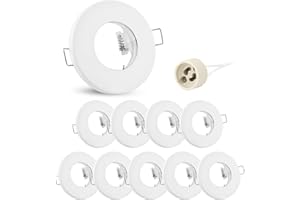 ‎LINOVUM linovum 10x Feuchtraum Einbaustrahler Rahmen flach - Einbaurahmen IP65 weiß rund mit GU10 Fassung für Bad, Dusche & Aussen
