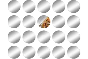 DRERIO 20 st spegelplattor, självhäftande akryl, 5 x 5 cm x 1 mm, mini, rund spegel, små hantverksspegelplattor, plastspegel, små spegelklistermärken, spegel för hantverk, dekoration
