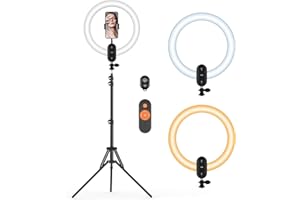 Unicucp 12'' Luce ad Anello LED con 160cm Treppiede Alto, Luce per Selfie con Potenza 2800mAh Ricaricabile, Ring Light con Porta Cellulare per TikTok, Trucco, Fotografia, Youtube e Video Selfie
