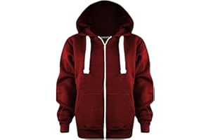 H&F Girls Girl Boys Kids Unisex Plain Zip Up Full Sleeve 2 Pocket Fleece Hoodie Cardigan Top Size 2 3 4 5 6 7 8 9 10 11 12 13 Year ** 15 Colors **