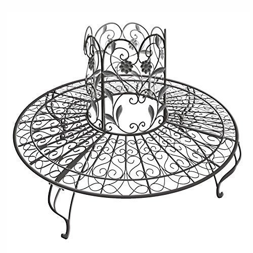 Preisvergleich Produktbild Baumbank 138x138x100cm Metall rund Antik Optik