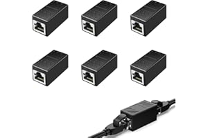 DEWFIGS ㅤ 6 Pezzi Accoppiatore RJ45 Femmina Femmina, Accoppiatore Cavo Ethernet, Connettore Adatto per Estendere Cavi Ethernet Cat7/Cat6/Cat5e/Cat5, Velocità a 10 Gbps, Schermato Contro Interferenze Elettriche