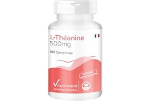 L-Théanine 500mg - ! POUR 6 MOIS ! - Boite de 180 comprimés – Végan - Acide aminé | Vitamintrend®