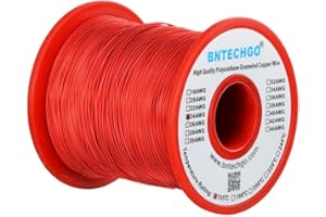 BNTECHGO 24 AWG Magnet Wire - Enameled Copper Wire - Enameled Magnet Winding Wire - 1.0 lb - 0.0197" Diameter 1 Spool Coil Red Temperature Rating 155℃ Widely Used for Transformers Inductors